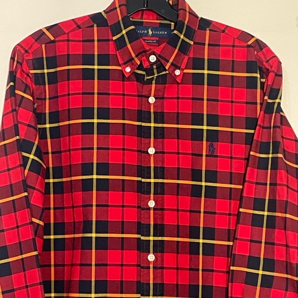 Ralph Lauren classic fit men’s red/black/yellow plaid size medium - Picture 1 of 6